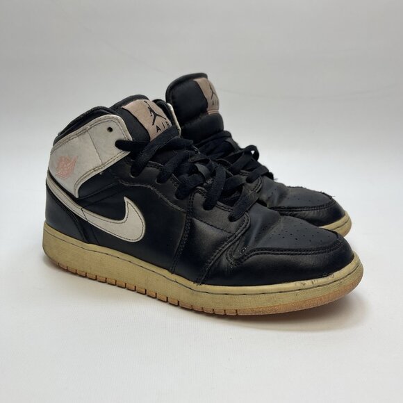 Air Jordan 1 Mid 555112-061 Black  Arctic Punch Pink White Shoes Sneakers Sz 6Y - Picture 1 of 15